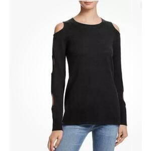 Aqua Cashmere Sweater Black Slits On Arms Size Med Retails For $225